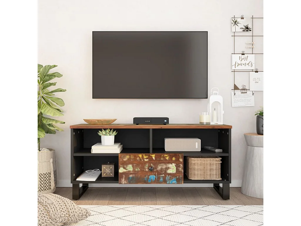 Meuble TV | Banc TV | Armoire TV 100x33x46 cm bois de récupération et d'ingénierie