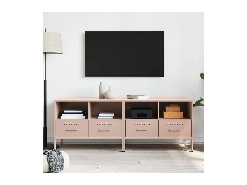 muebles para TV  | Gabinetes de TV |  Muebles de salón 2 unidades acero rosa 68x39x50,5 cm