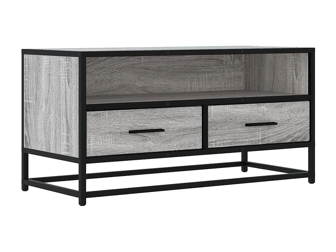 Mueble TV | Gabinete de TV | Mueble de salón madera ingeniería y metal roble ahumado 80x34,5x40 cm