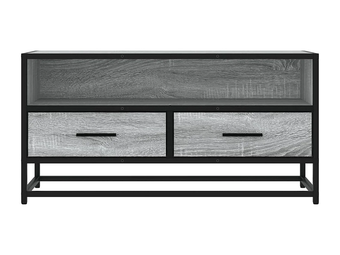 Tv-meubel | Tv-Bank | TV-kast80x34,5x40 cm bewerkt hout metaal grijs sonoma eiken