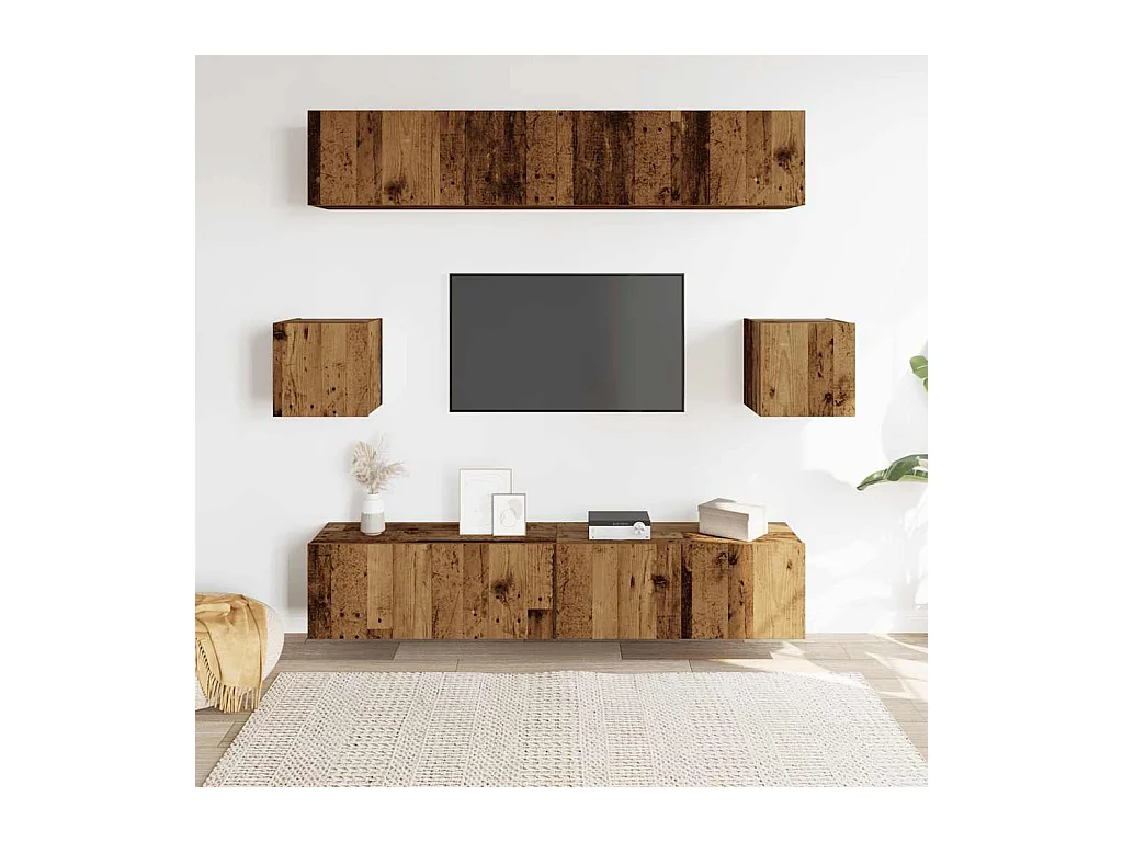 Ensemble de meuble TV | Banc TV | Armoire TV mural 6 pcs vieux bois bois d'ingénierie