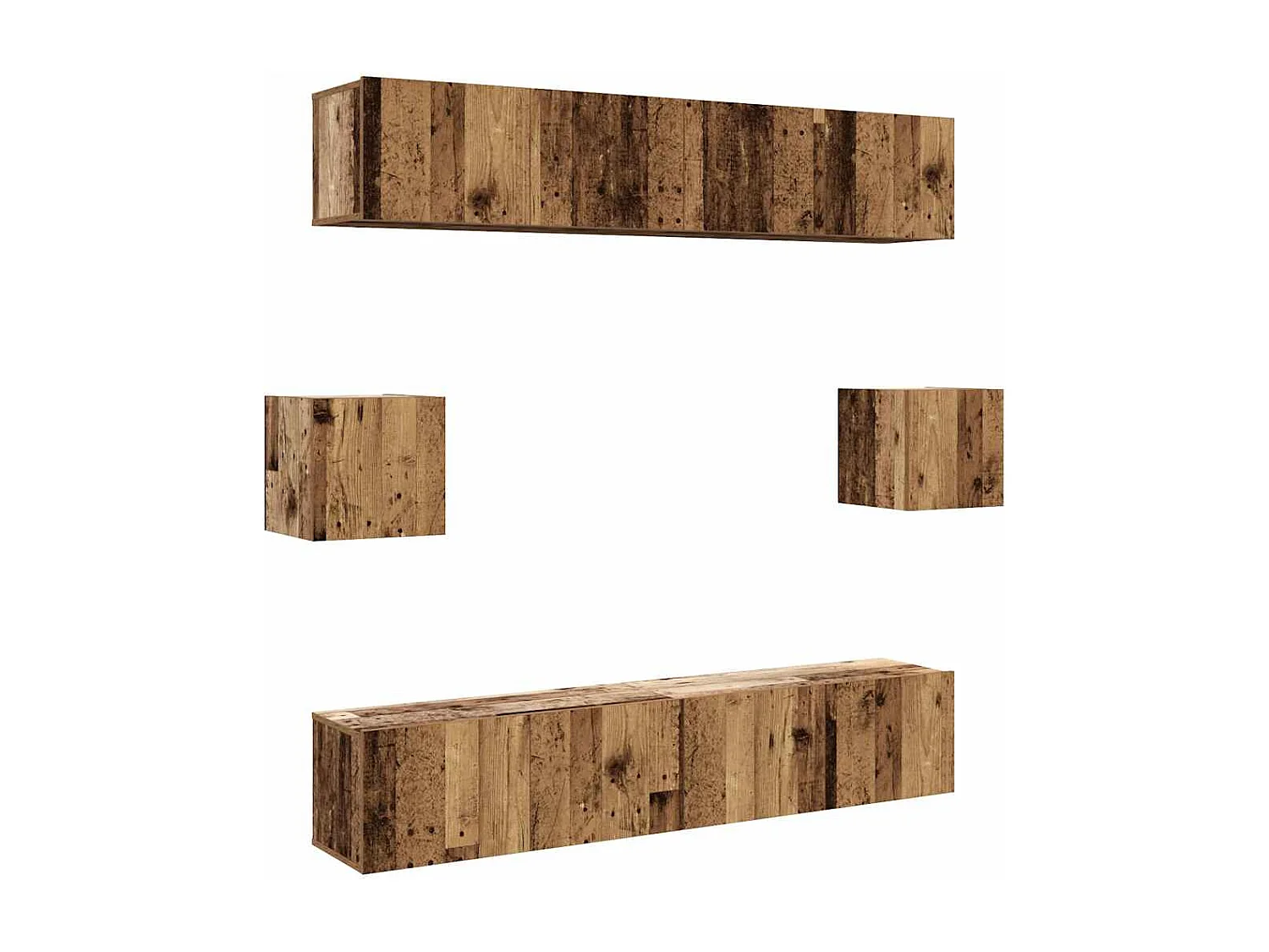 Set Mobile TV | Armadietto TV 6 pz Montato a Parete Legno Antico in Truciolato