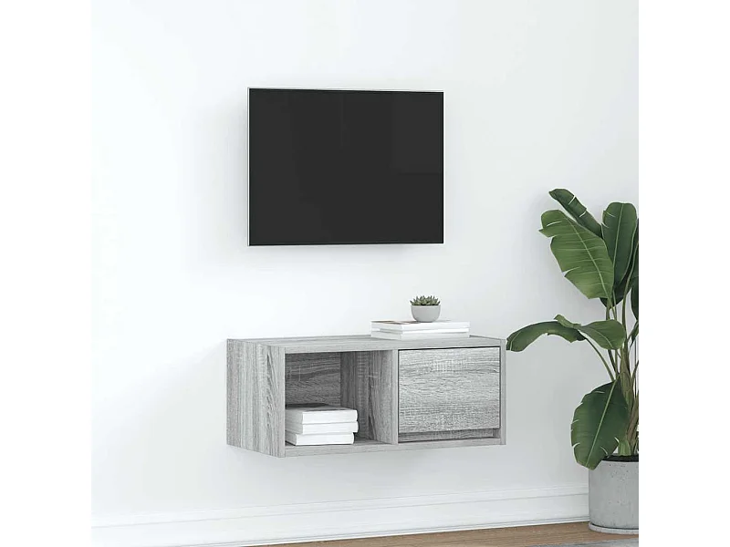 Tv-meubel | Tv-Bank | TV-kast60x31x25,5 cm bewerkt hout grijs sonoma eikenkleurig