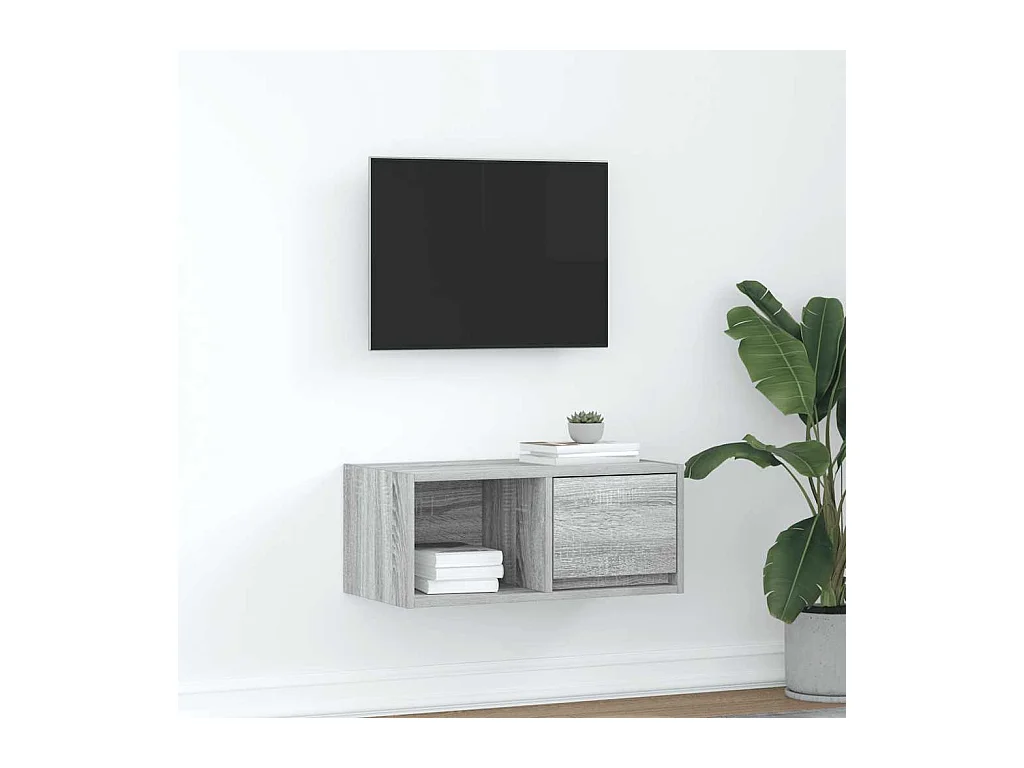 Tv-meubel | Tv-Bank | TV-kast60x31x25,5 cm bewerkt hout grijs sonoma eikenkleurig