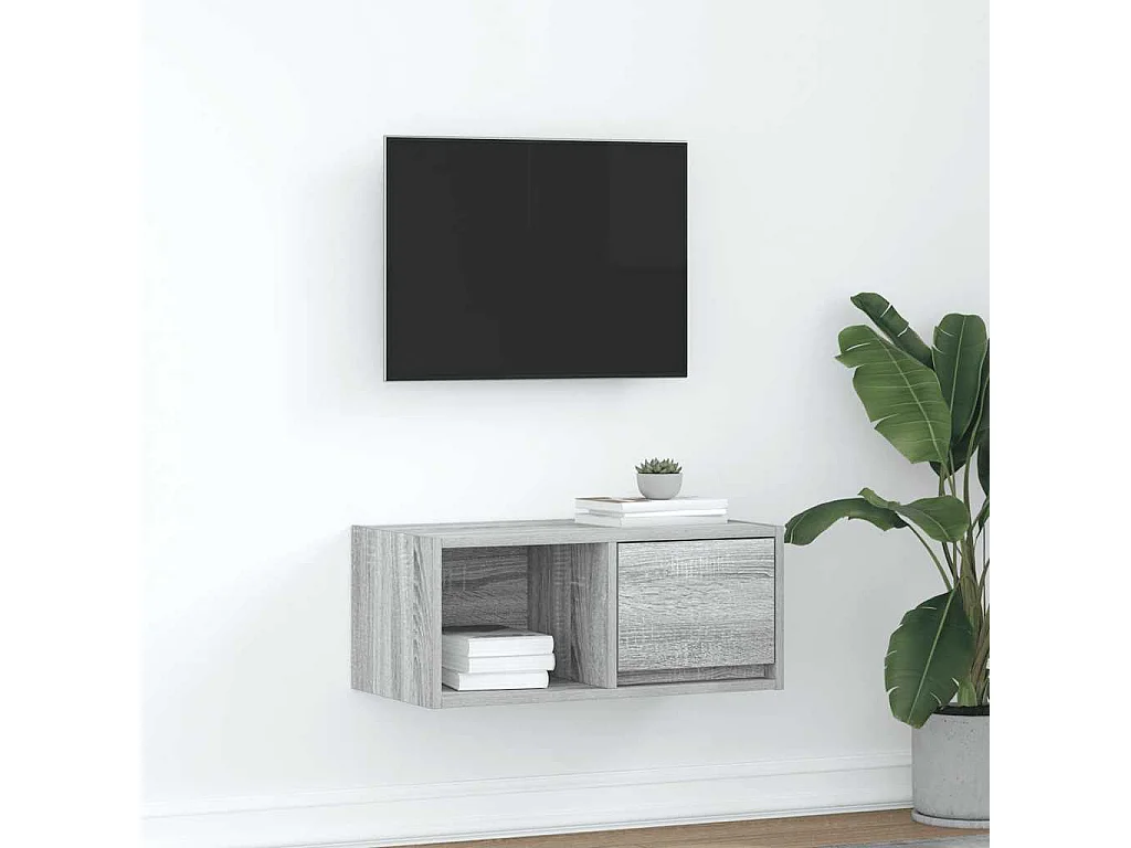Tv-meubel | Tv-Bank | TV-kast60x31x25,5 cm bewerkt hout grijs sonoma eikenkleurig