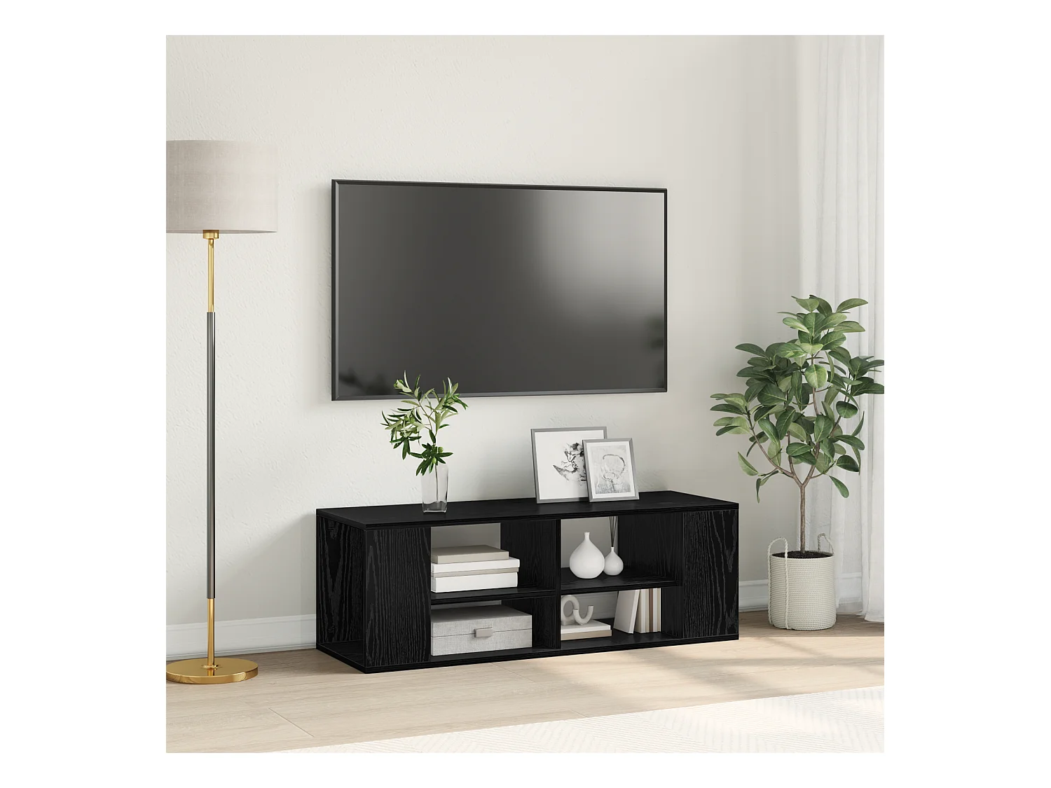 Meuble TV | Banc TV | Armoire TV Chêne noir 102 x 35 x 35 cm Bois d'ingénierie