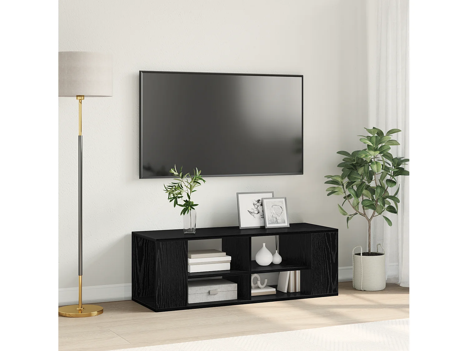 Mueble para TV  | Gabinete de TV |  Mueble de salón Montado en la Pared Roble negro 102 x 35 x 35 cm