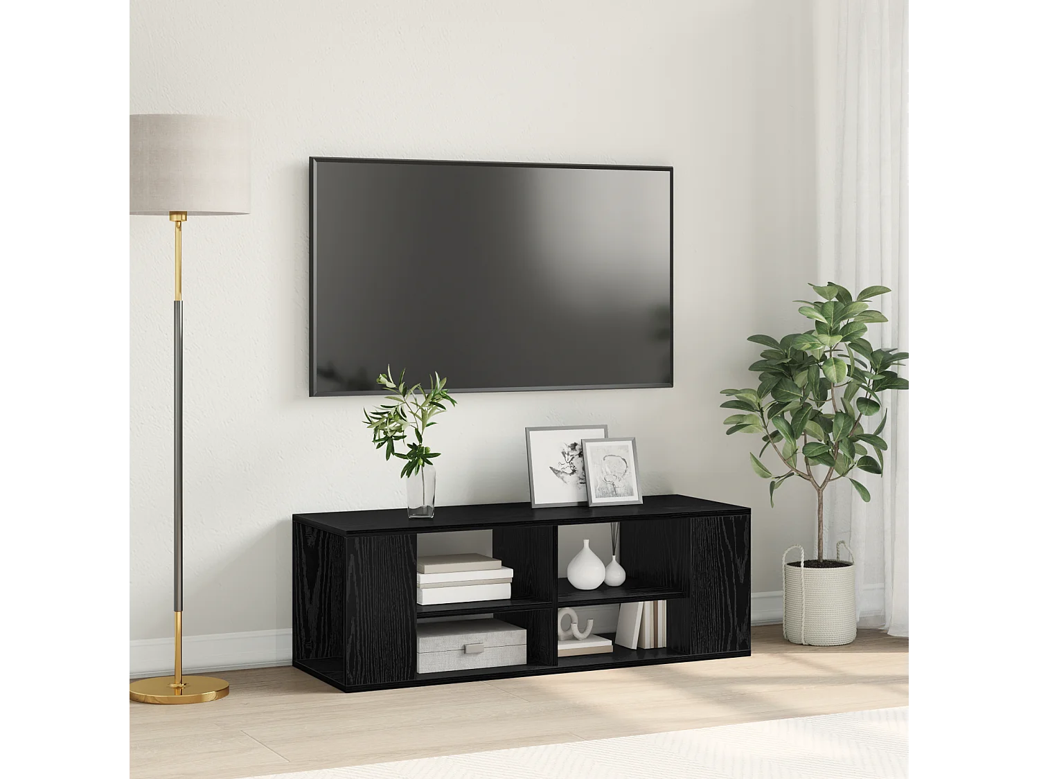Mueble para TV  | Gabinete de TV |  Mueble de salón Montado en la Pared Roble negro 102 x 35 x 35 cm