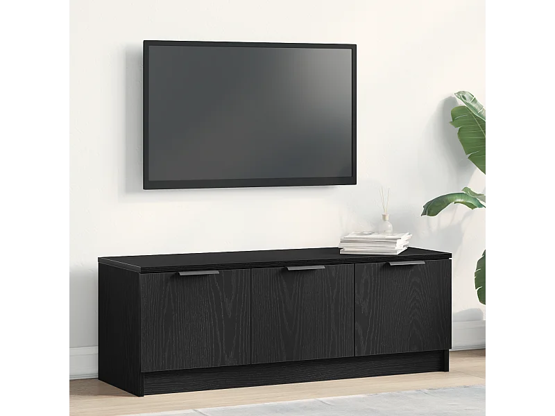 Tv-meubel | Tv-Bank | TV-kast102x35x36,5 cm bewerkt hout zwart eikenkleurig