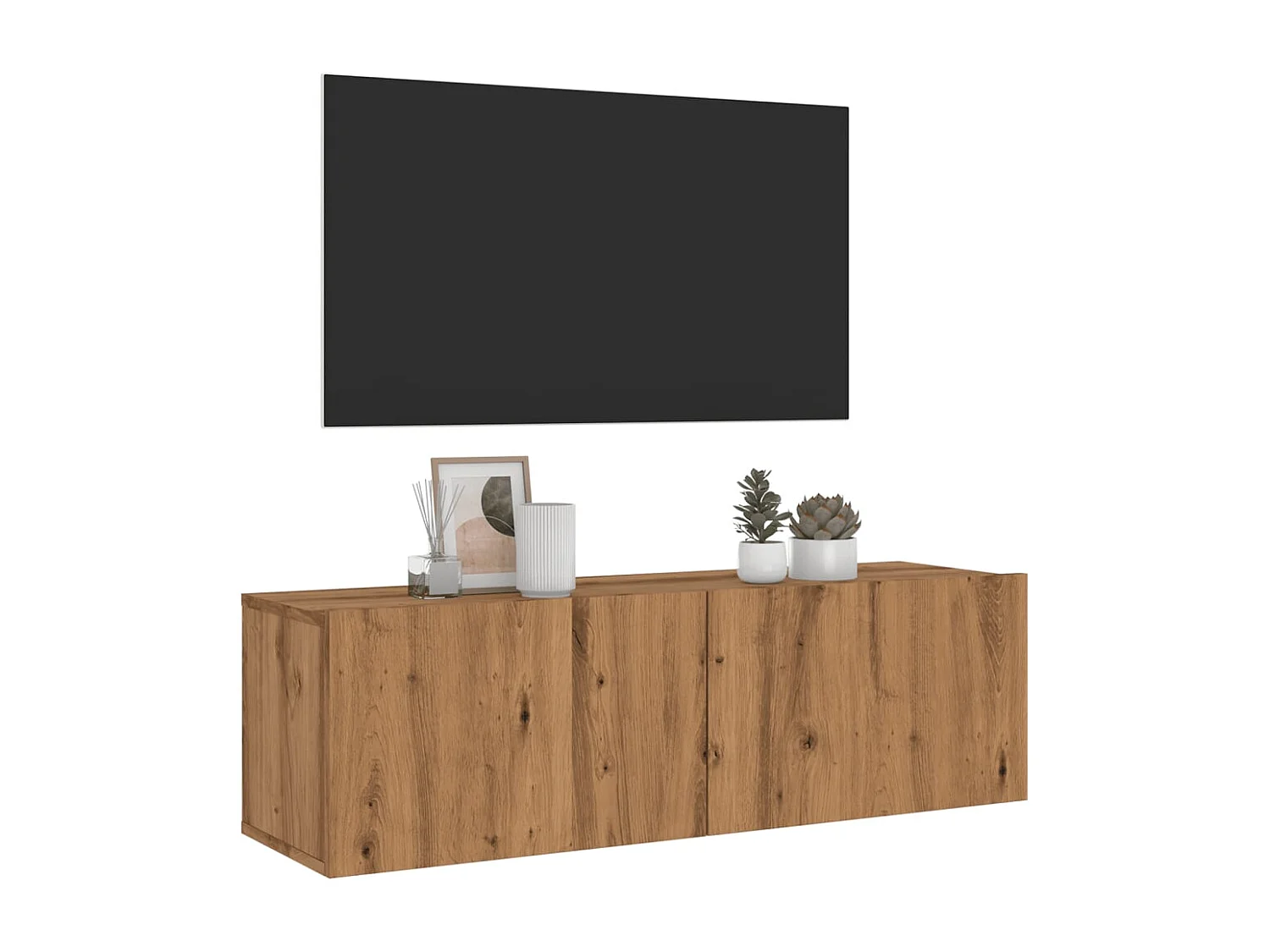 Meuble TV | Banc TV | Armoire TV mural chêne artisanal 100x30x30 cm bois d'ingénierie