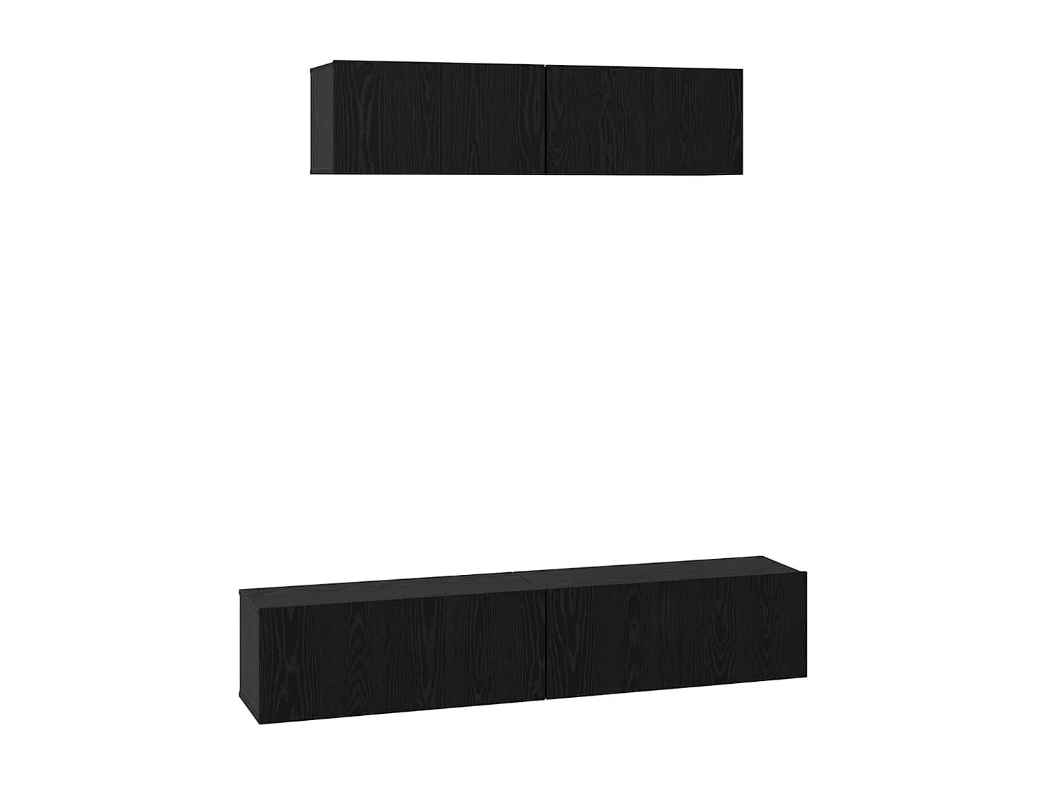 Mueble de TV | Mueble de salón de Pared 4 pcs Roble Negro Madera contrachapada
