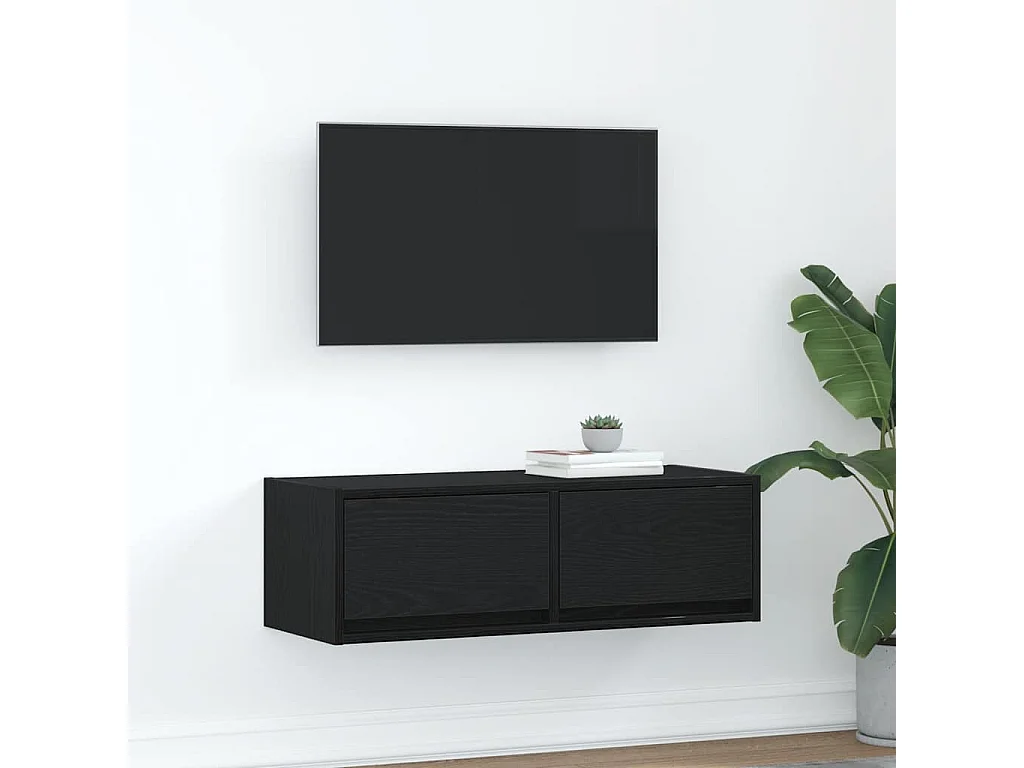 Mueble de TV | Mueble de salón de madera de roble negro 80x31x25,5 cm