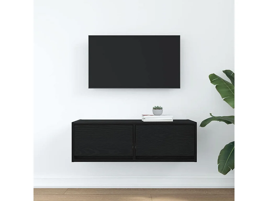 Mueble de TV | Mueble de salón de madera de roble negro 80x31x25,5 cm