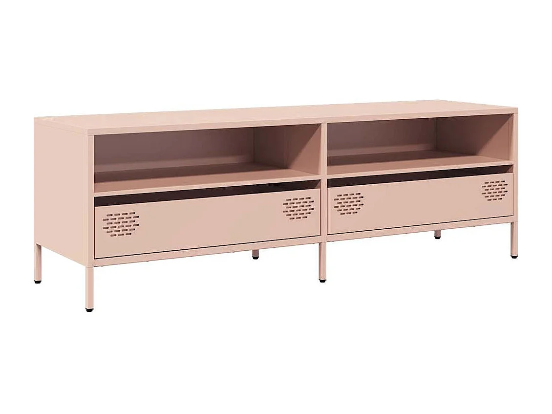 Meuble TV | Banc TV | Armoire TV rose 135x39x43,5 cm acier laminé à froid