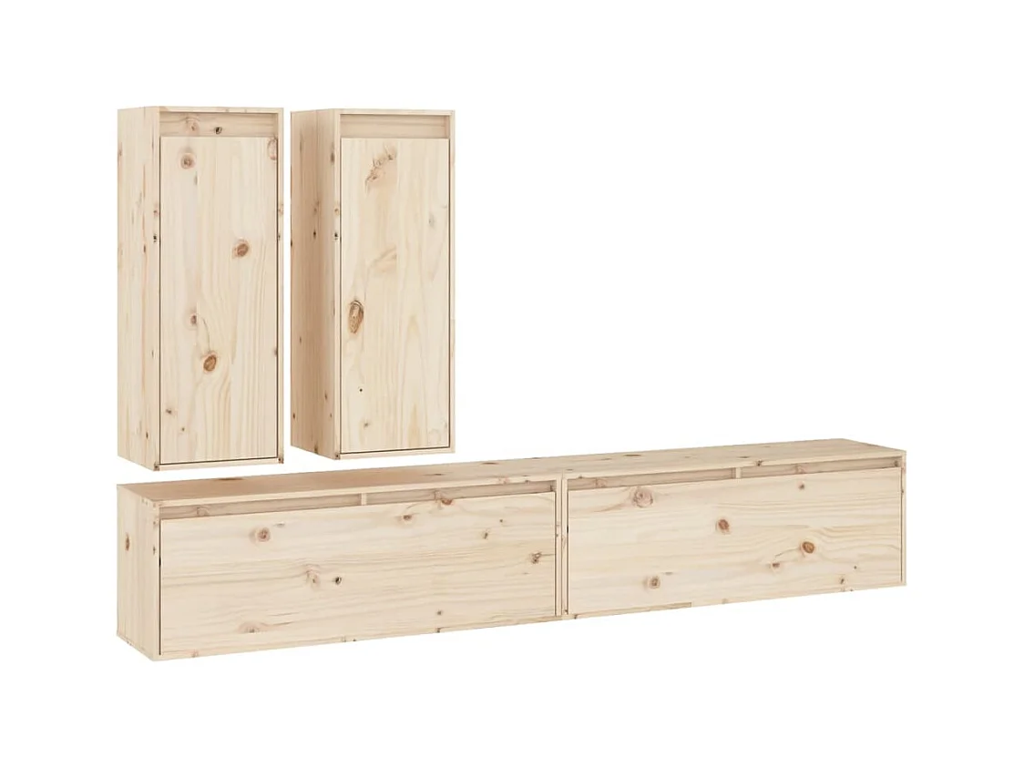 muebles para TV  | Gabinetes de TV |  Muebles de salón 4 piezas madera maciza de pino