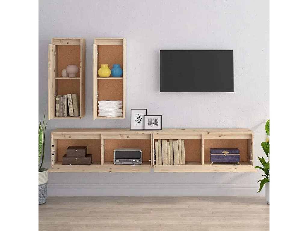 Meubles TV | Bancs TV | Armoires TV 4 pcs Bois massif de pin