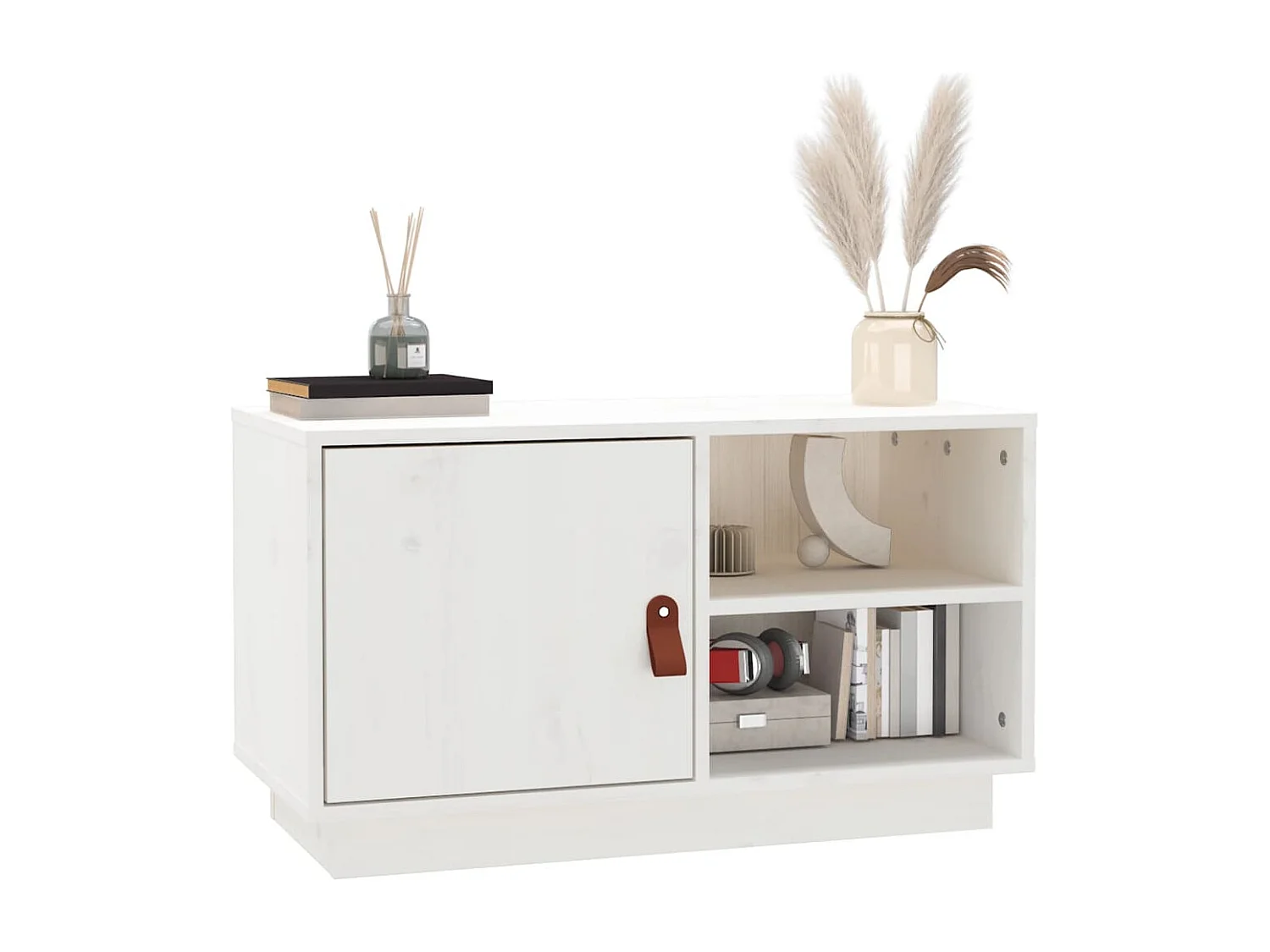 Meuble TV | Banc TV | Armoire TV Blanc 70x34x40 cm Bois de pin massif