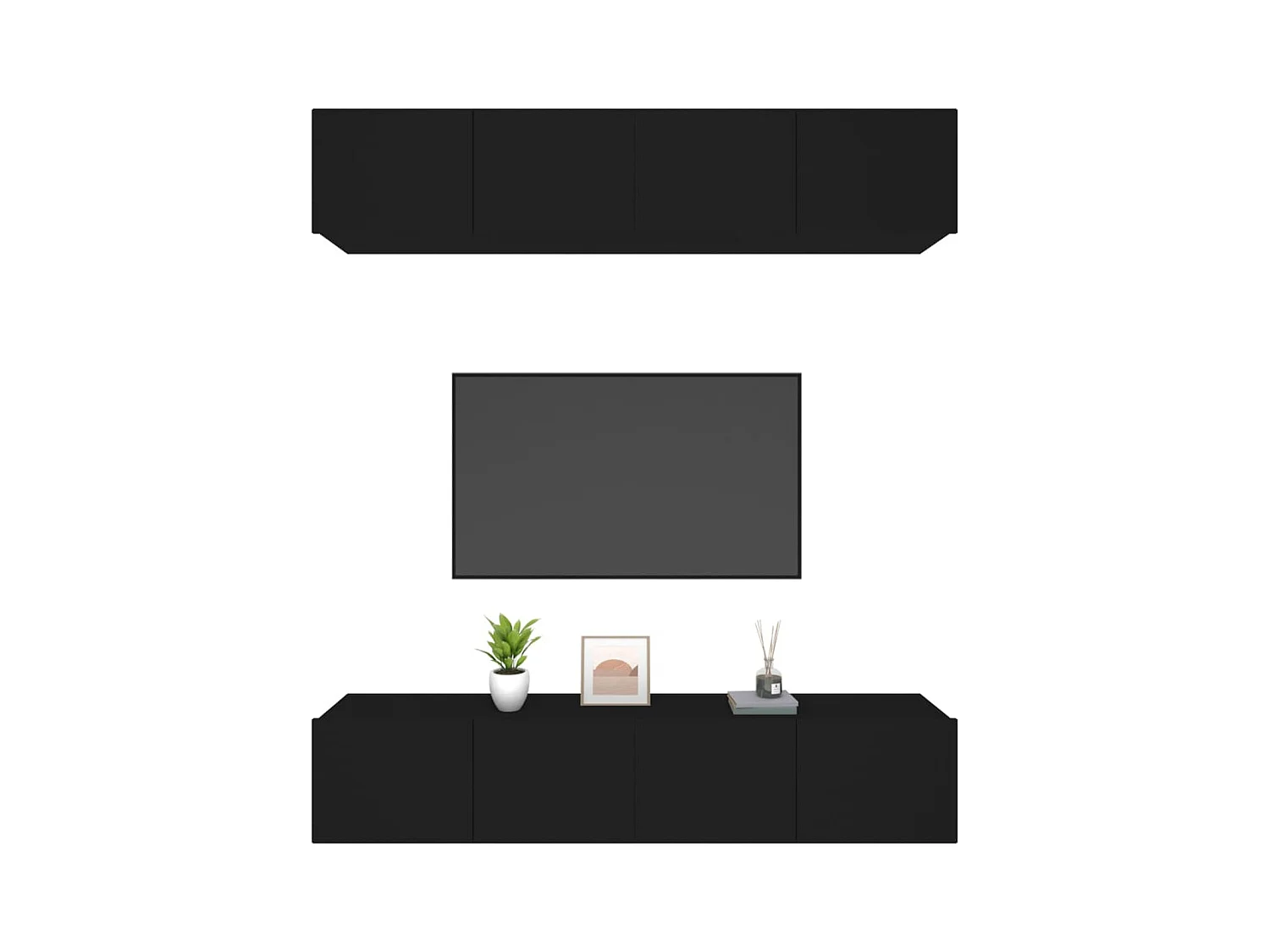 Set muebles de TV | Gabinetes de TV |  Muebles de salón 4 uds madera contrachapada negro 80x30x30 cm