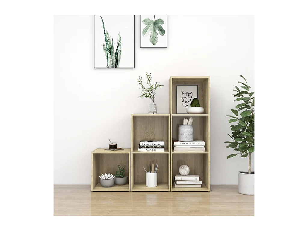 Muebles de salón | Gabinetes de TV |  Muebles de TV 3 piezas madera de ingeniería roble Sonoma