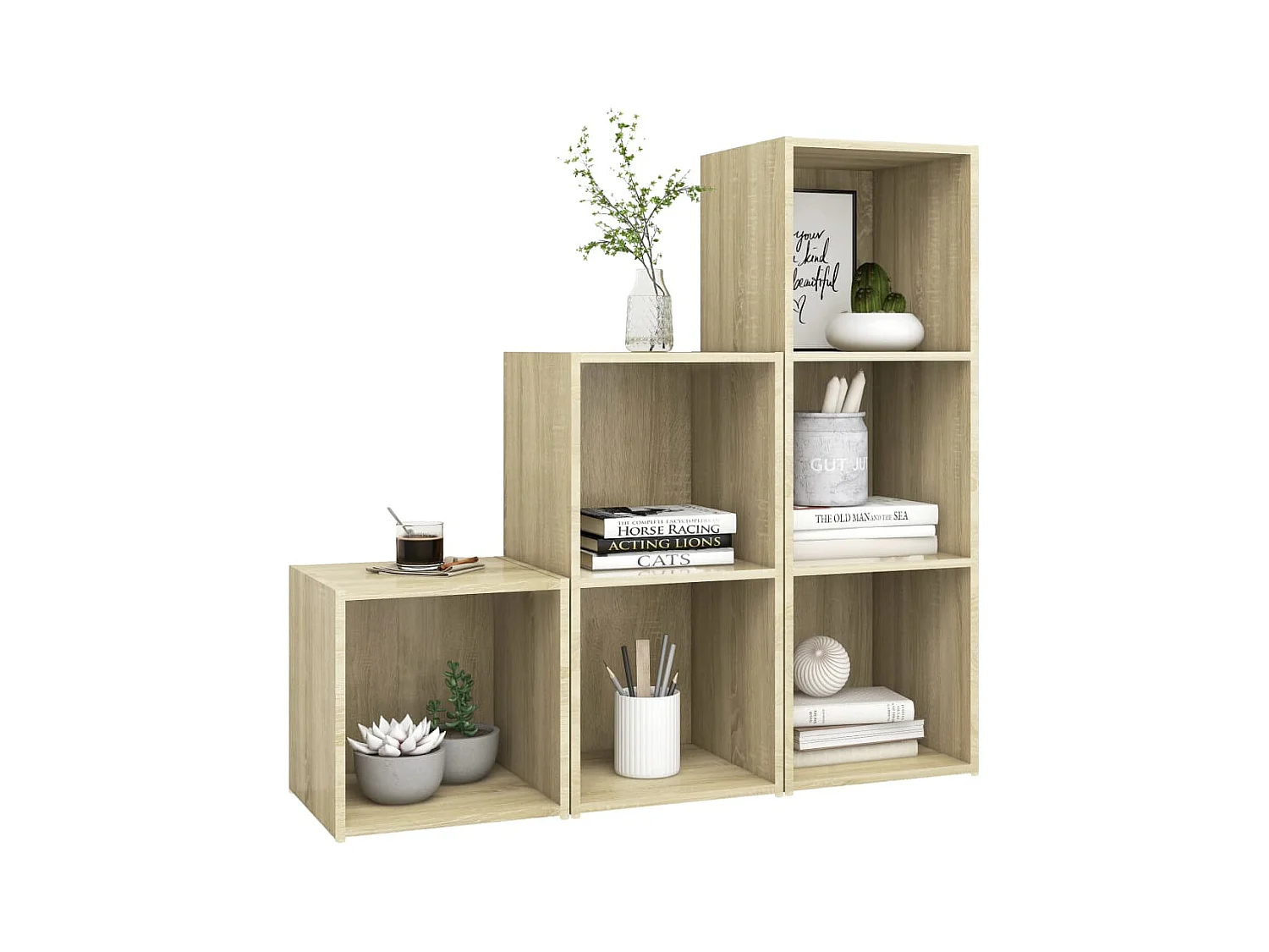 Muebles de salón | Gabinetes de TV |  Muebles de TV 3 piezas madera de ingeniería roble Sonoma