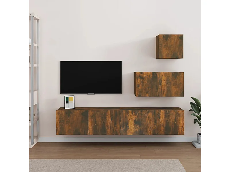 Ensemble de meubles TV | Bancs TV | Armoires TV 4 pcs Chêne fumé Bois d'ingénierie