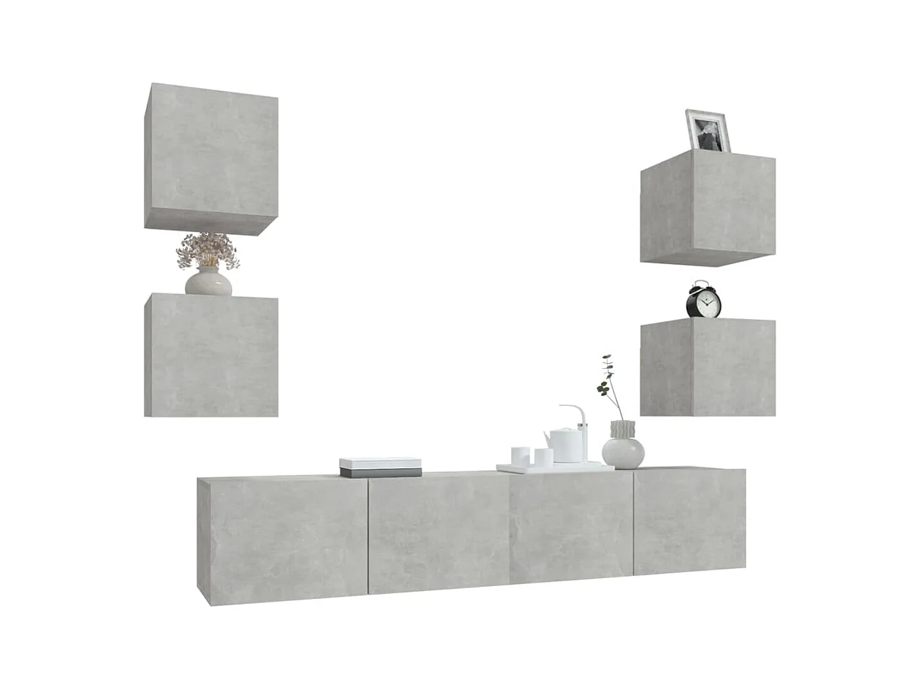 Ensemble de meubles TV | Bancs TV | Armoires TV 6 pcs Gris béton Bois d'ingénierie