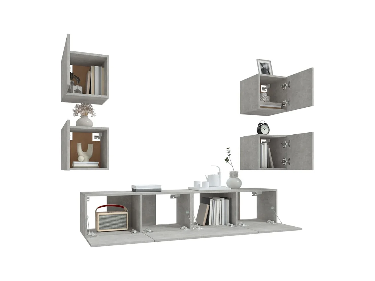 Ensemble de meubles TV | Bancs TV | Armoires TV 6 pcs Gris béton Bois d'ingénierie