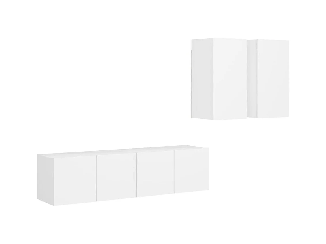Set de muebles de salón TV | Gabinetes de TV |  Muebles de TV 4 piezas madera de ingeniería blanco