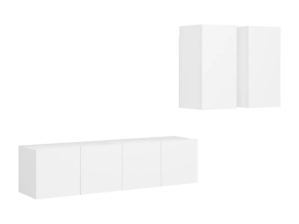Ensemble de meubles TV | Bancs TV | Armoires TV 4 pcs Blanc Bois d'ingénierie