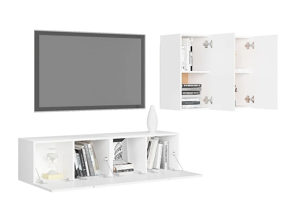 Ensemble de meubles TV | Bancs TV | Armoires TV 4 pcs Blanc Bois d'ingénierie