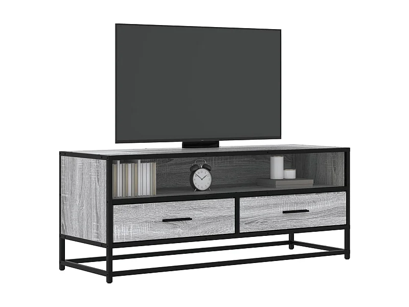 Tv-meubel | Tv-Bank | TV-kast100x34,5x40 cm bewerkt hout metaal grijs sonoma eiken