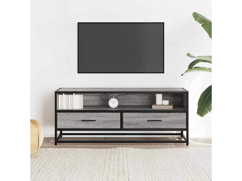 Meuble TV | Banc TV | Armoire TV sonoma gris 100x34,5x40 cm bois d'ingénierie et métal