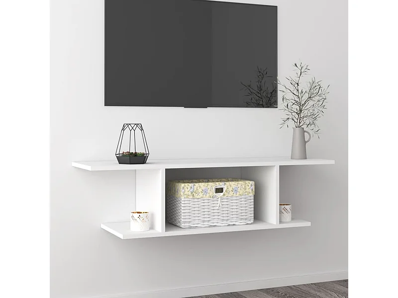 Mueble de pared para TV | Gabinete de TV | Mueble de salón blanco 103x30x26,5 cm