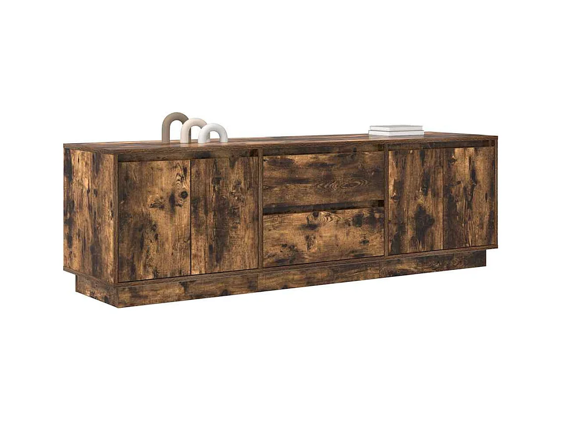 Meuble TV | Banc TV | Armoire TV avec lumières LED chêne fumé 160,5x41x50 cm