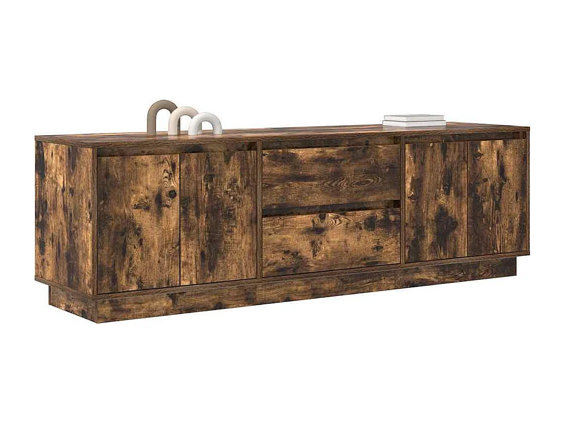 Meuble TV | Banc TV | Armoire TV avec lumières LED chêne fumé 160,5x41x50 cm