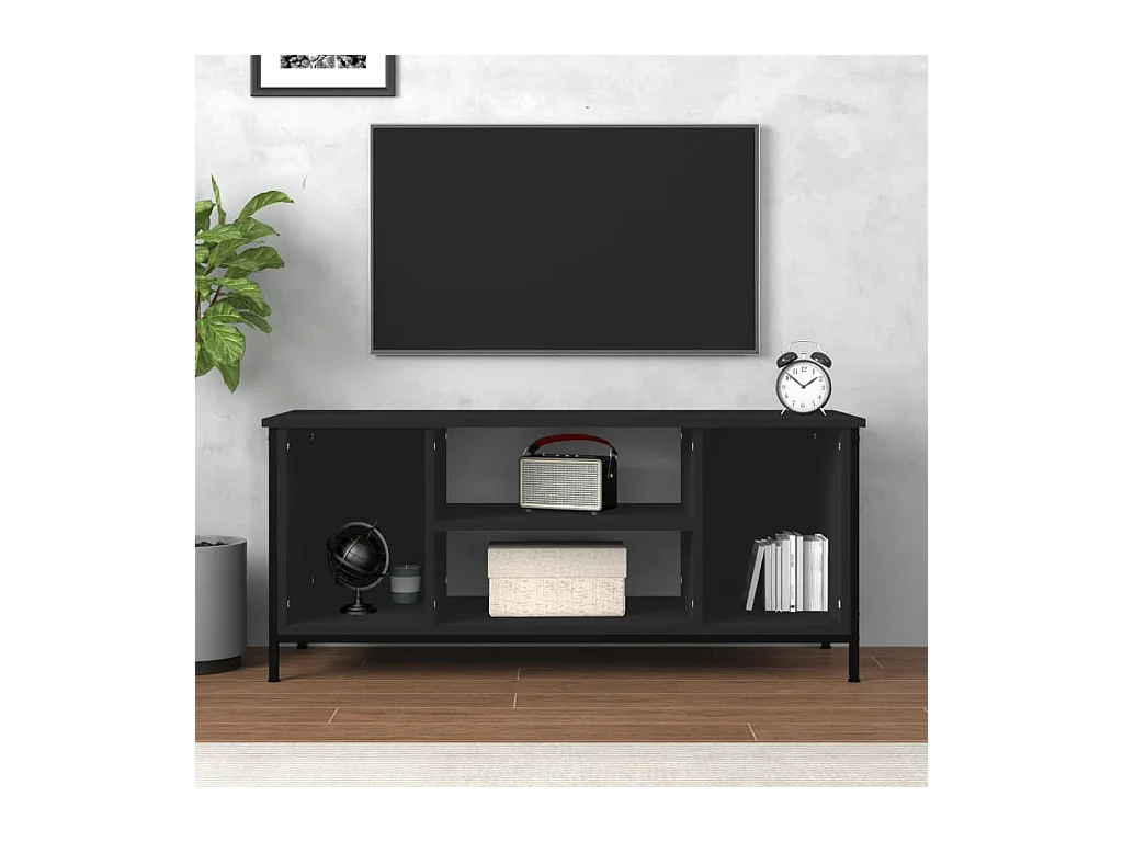 Mueble de TV | Mueble de salón madera contrachapada negro 102x35x45 cm
