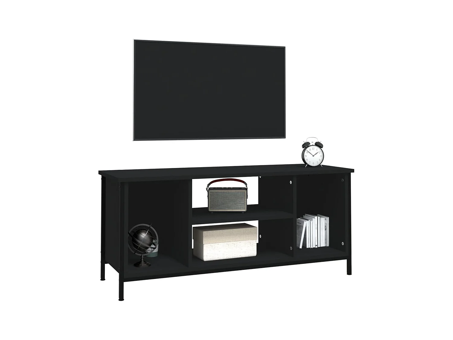 Mueble de TV | Mueble de salón madera contrachapada negro 102x35x45 cm