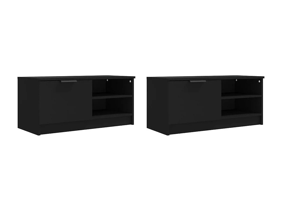 Tv-meubels | Tv-Banken | TV-kasten 2 st 80x35x36,5 cm bewerkt hout zwart