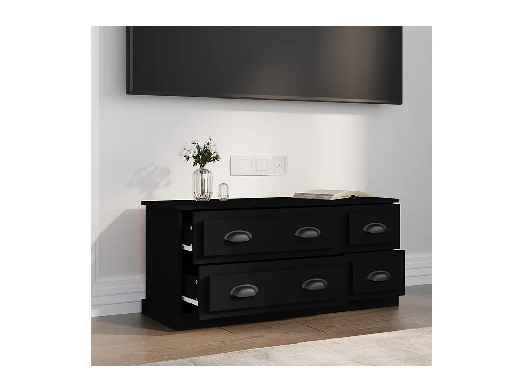 Mueble para TV  | Gabinete de TV |  Mueble de salón madera contrachapada negro 100x35,5x45 cm