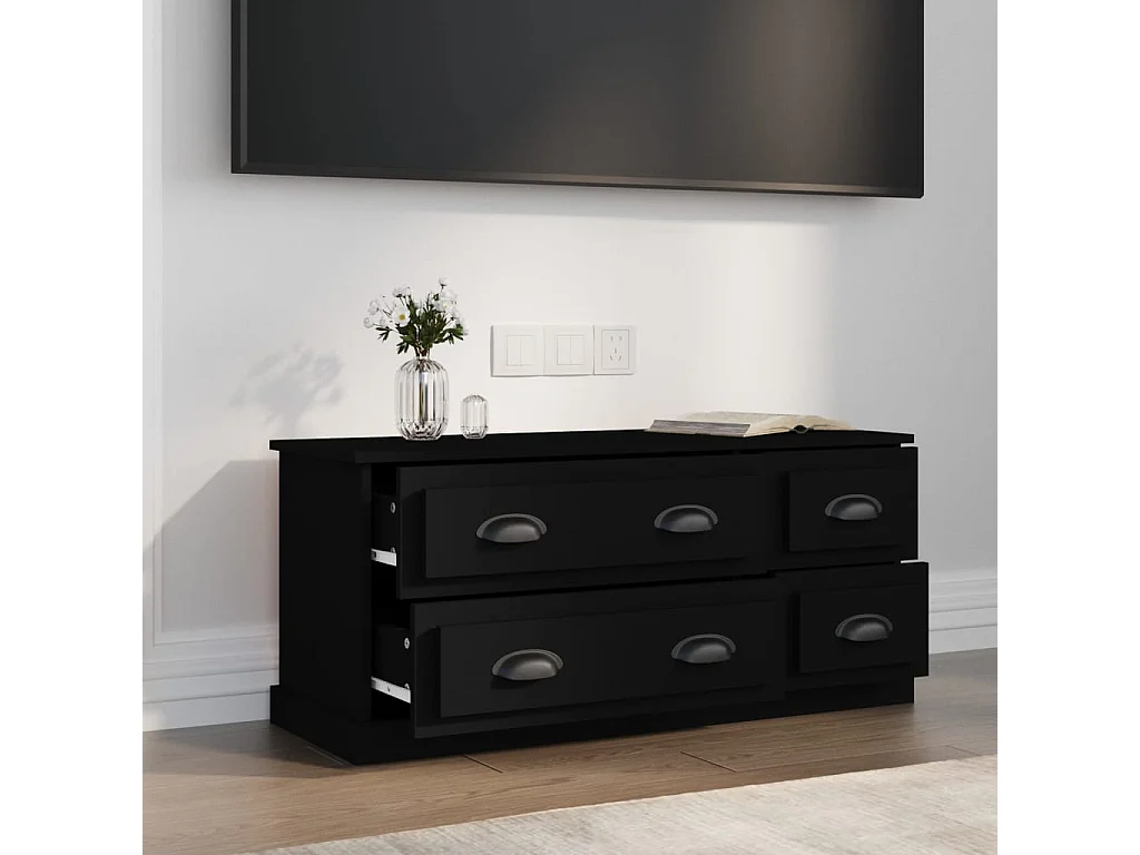Meuble TV | Banc TV | Armoire TV noir 100x35,5x45 cm bois d'ingénierie