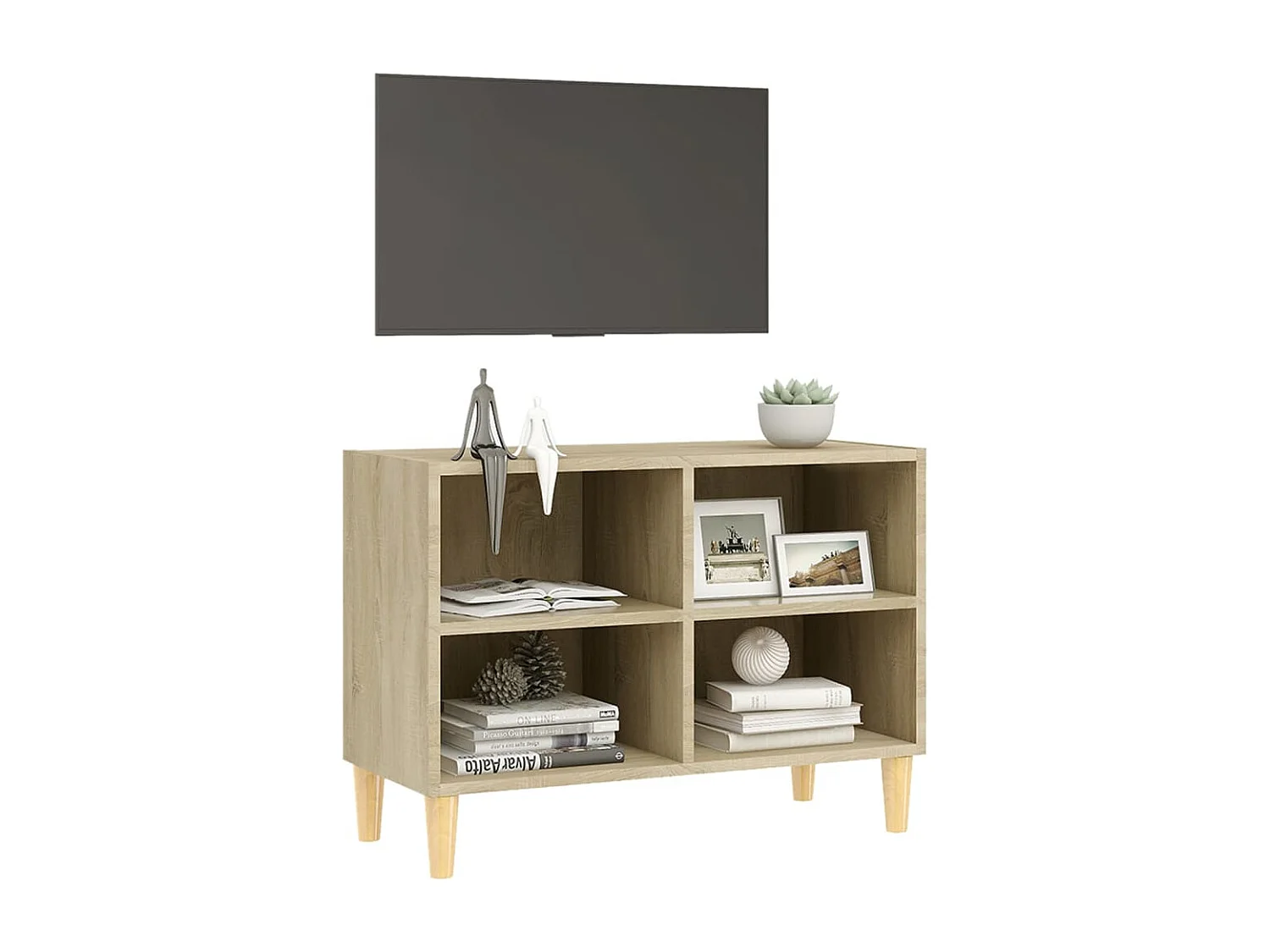 Tv-meubel | Tv-Bank | TV-kastmet houten poten 69,5x30x50 cm sonoma eikenkleurig