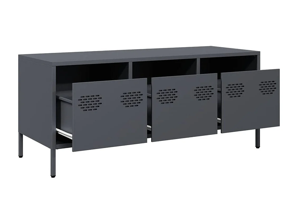Meuble TV | Banc TV | Armoire TV anthracite 101,5x39x43,5 cm acier laminé à froid