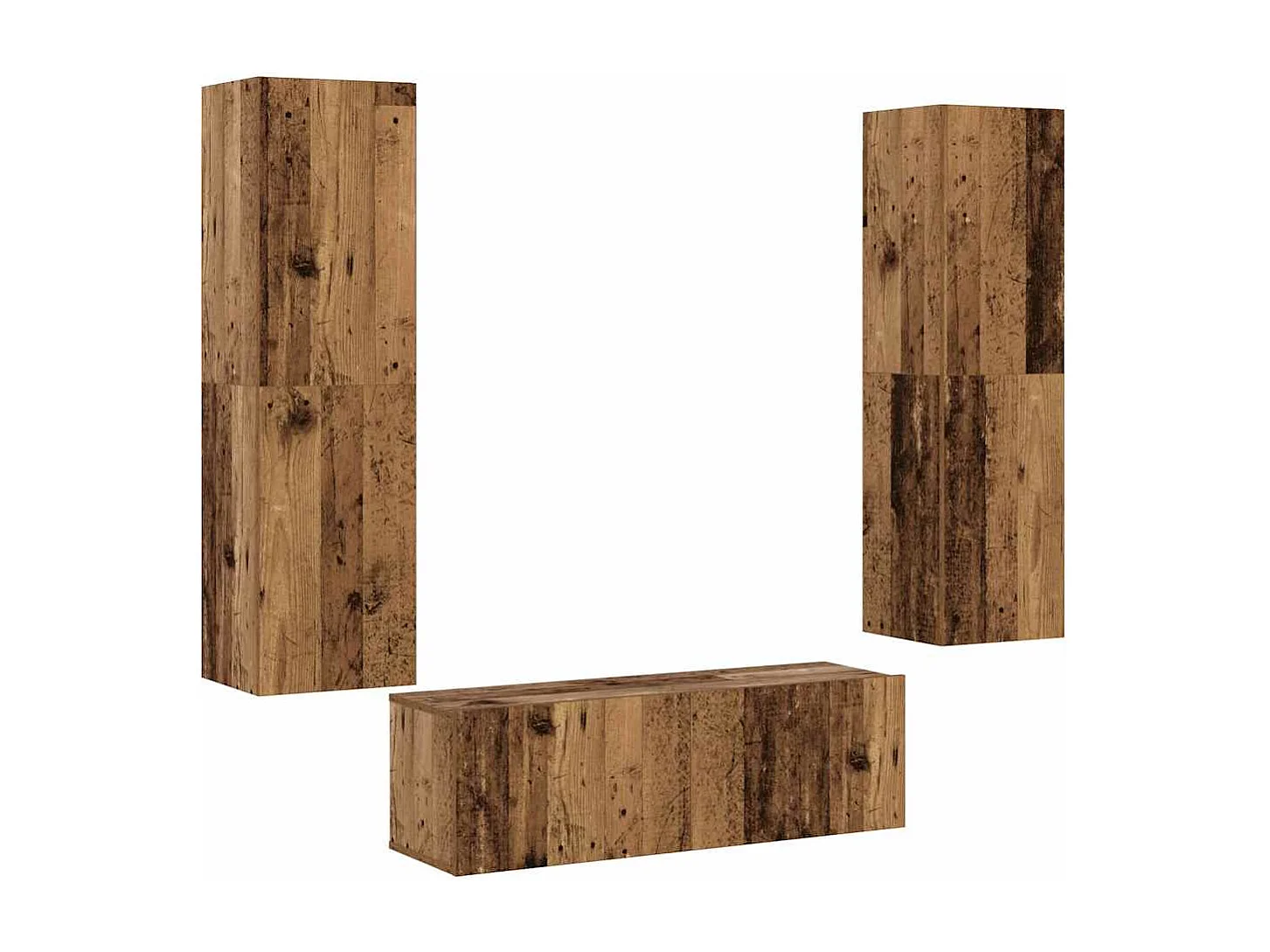 Tv-wandkasten | Tv-meubels | Tv-Banken 3 st bewerkt hout oud houtkleurig