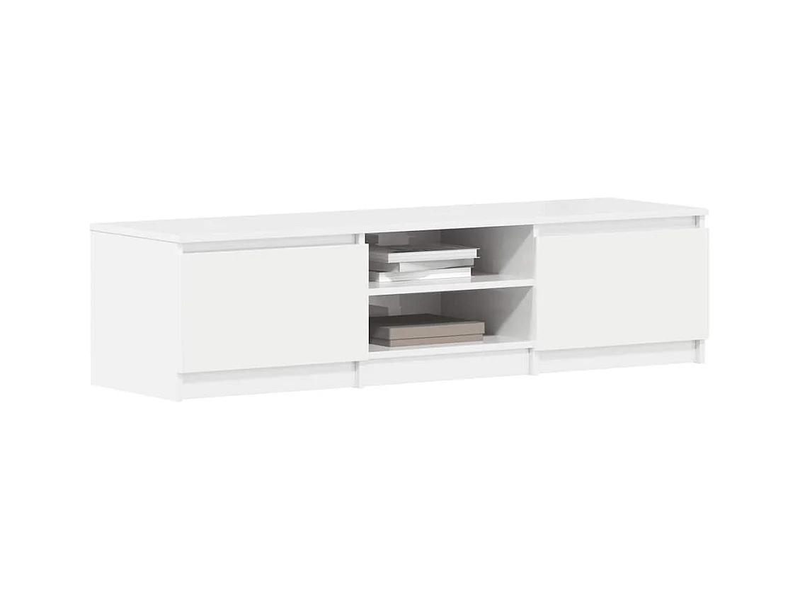 Mueble TV | Gabinete de TV | Mueble de salón madera contrachapada blanco brillante 140x40x35,5cm