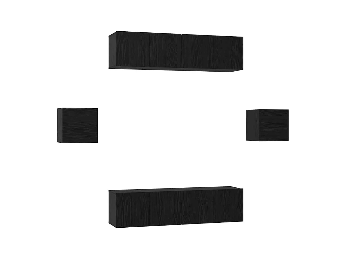 Tv-meubelset | Tv-Bank | TV-kast 6 pcs Zwart eiken 60 x 30 x 30 cm Bewerkt hout
