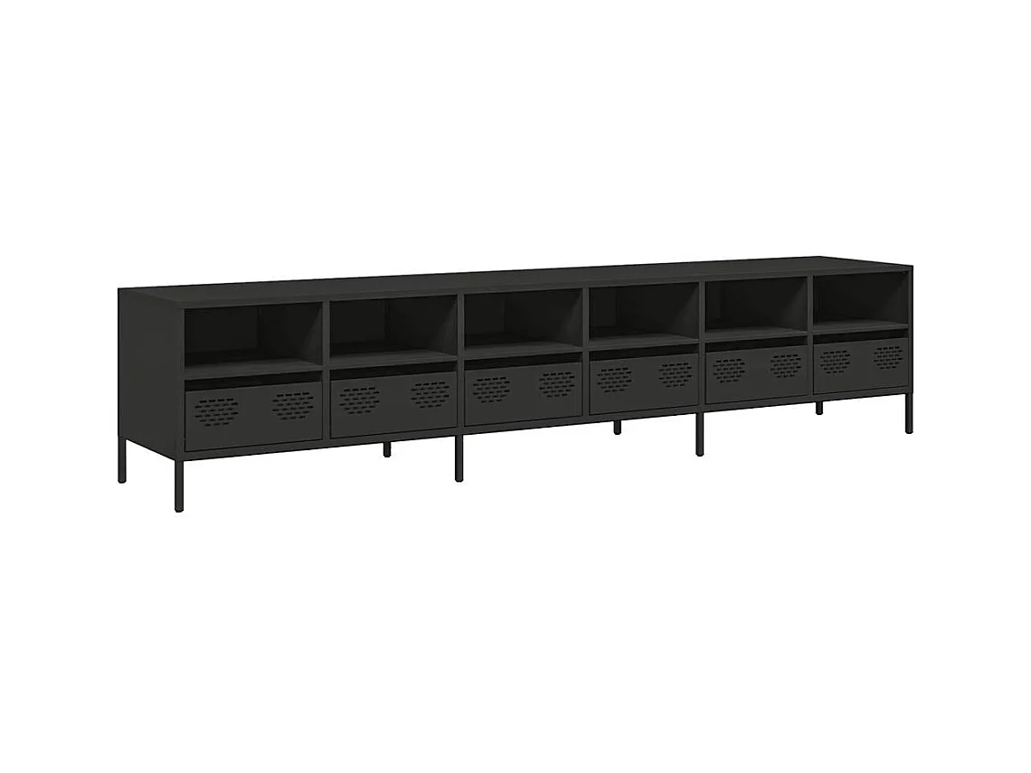 Mueble para TV  | Gabinete de TV |  Mueble de salón acero laminado en frío negro 202x39x43,5 cm