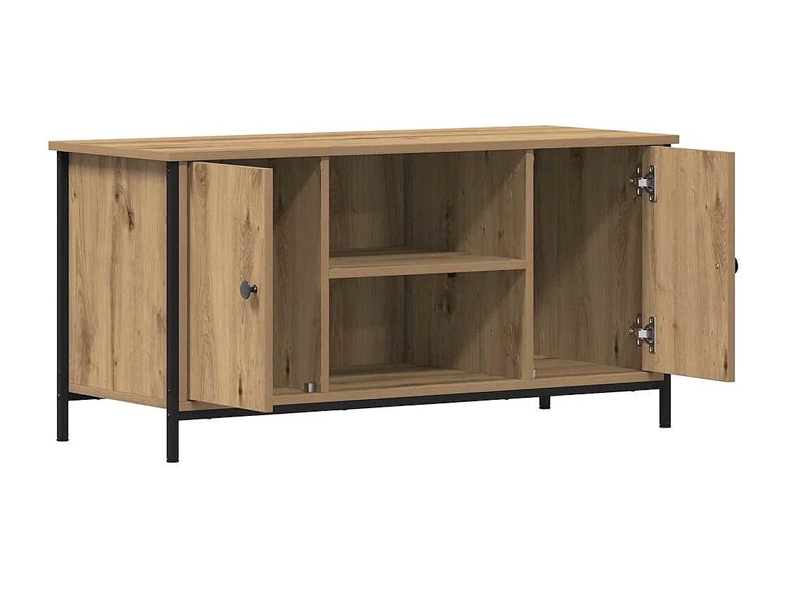 Tv-meubel | Tv-Bank | TV-kast100x40x50 cm bewerkt hout en staal artisanaal eiken