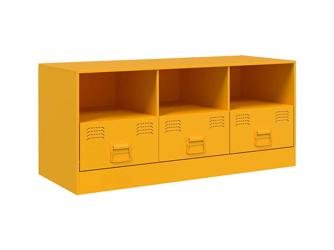 Mueble para TV  | Gabinete de TV |  Mueble de salón de acero amarillo mostaza 99x39x44 cm