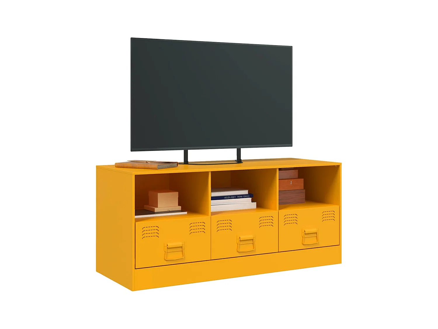 Mueble para TV  | Gabinete de TV |  Mueble de salón de acero amarillo mostaza 99x39x44 cm