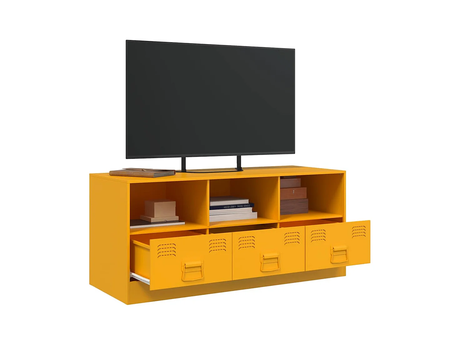 Mueble para TV  | Gabinete de TV |  Mueble de salón de acero amarillo mostaza 99x39x44 cm